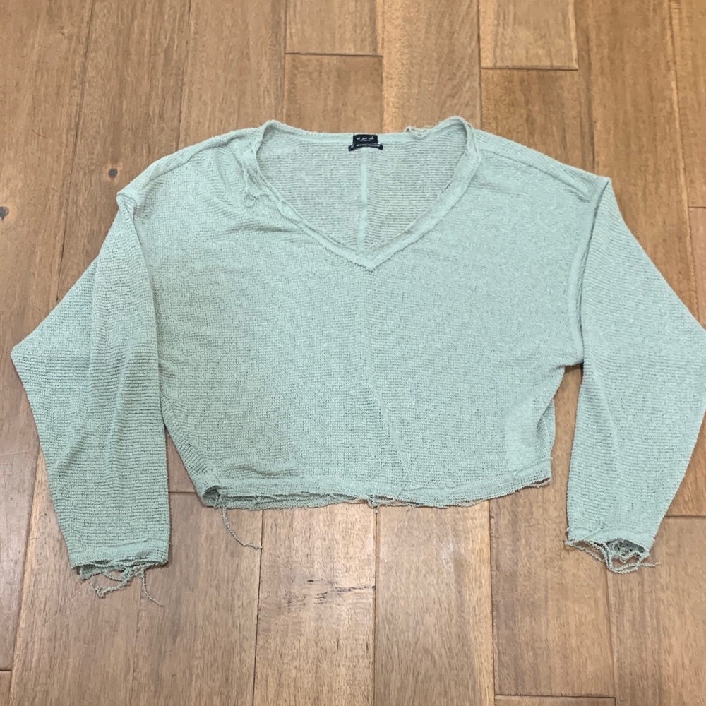 Out From Undee shredded Mint V-Neck size SP